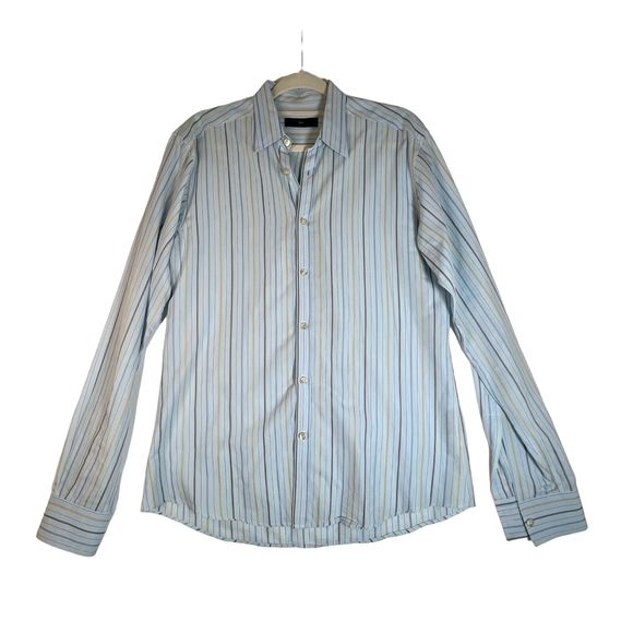 Zegna Mens Sz M  Multicolor Striped Button Down Shirt Soft Career Casual - Picture 1 of 11